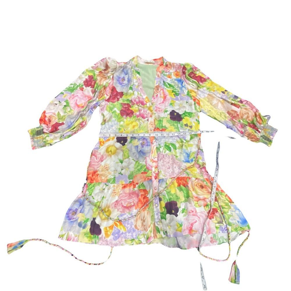 Alice + Olivia Antonette Long Sleeve Button Front Mini Dress 8 - Picture 8 of 13